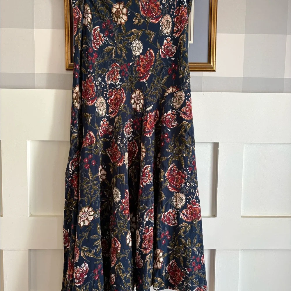 Vintage Swing Floral Navy Skirt with Red & Cream Blooms XL - Picture 3 of 5